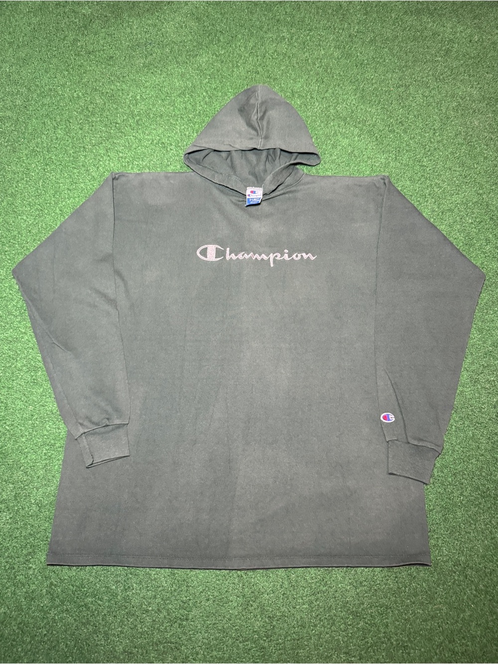 Champion Vintage Hoodie XL 90s Lightweight Green Hip Hop Sweatshirt